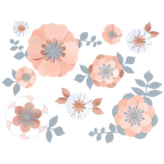 Rose Gold Floral 3D Wall Decorations